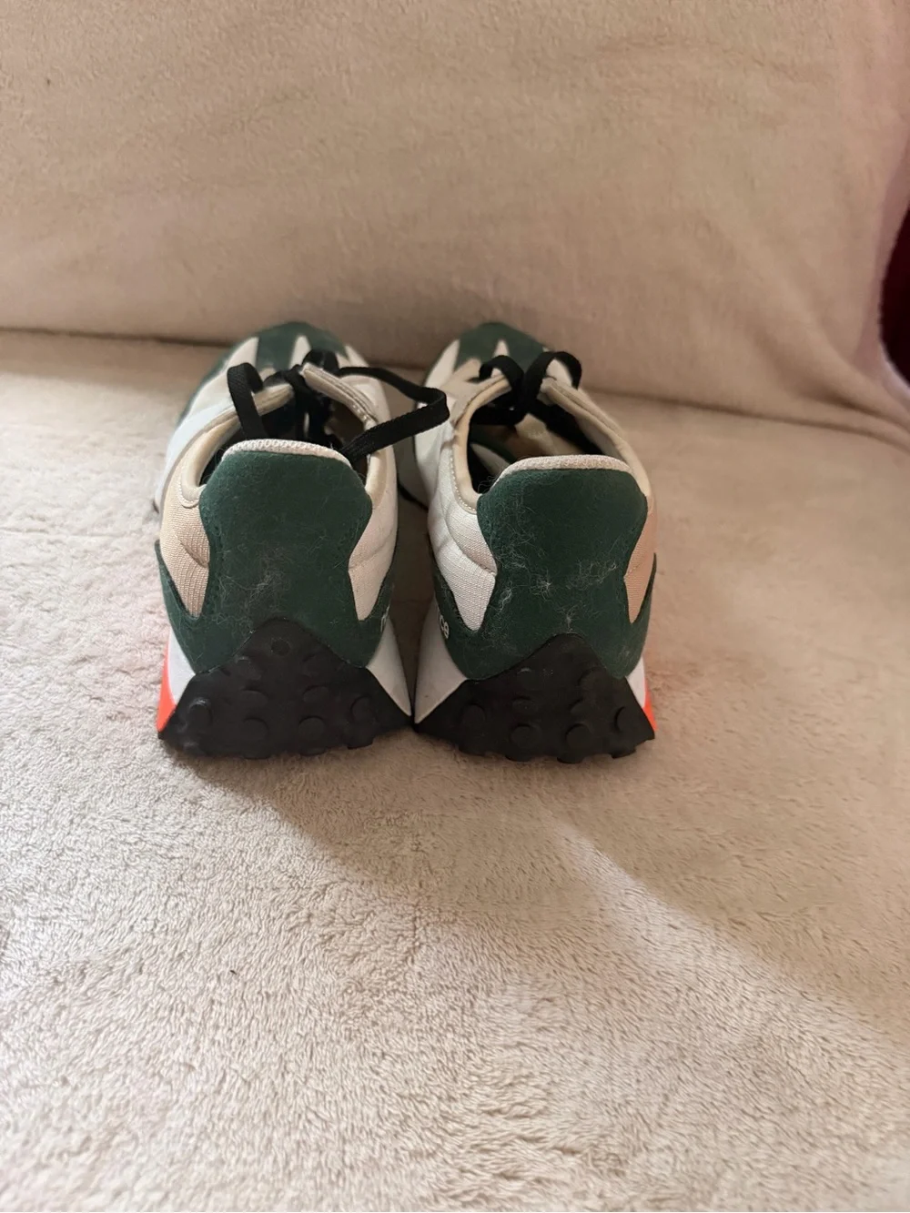 New Balance Green, White & Tan Retro-Style Sneakers